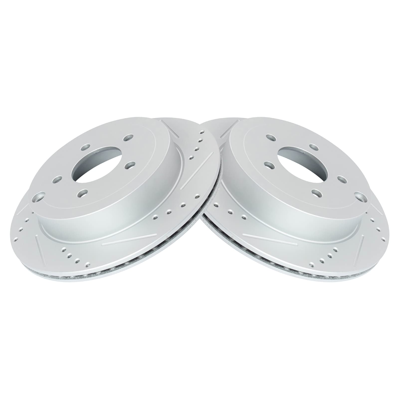 Trq Rear Performance Brake Rotors Set Vented Premium G-Coated Cross Drilled & Slotted Compatible With 2007-2010 Ford Edge Lincol