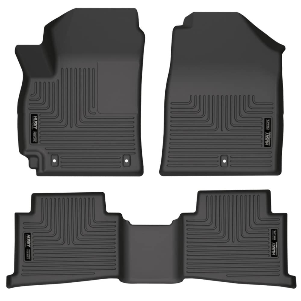Husky Liners Weatherbeater Floor Mats | Fits 2021-2024 Kia Seltos | Front & 2Nd Row, 3-Pc Black - 95801