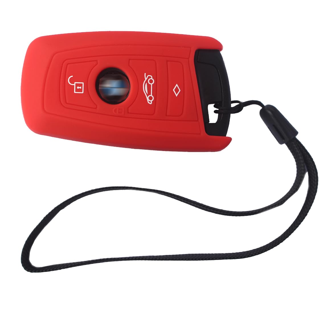 Velsman Compatible With Bmw Trapezoid Style Key Fob Silicone Case Cover Protector Holder With Wrist Strap - 3 Buttons - Please D