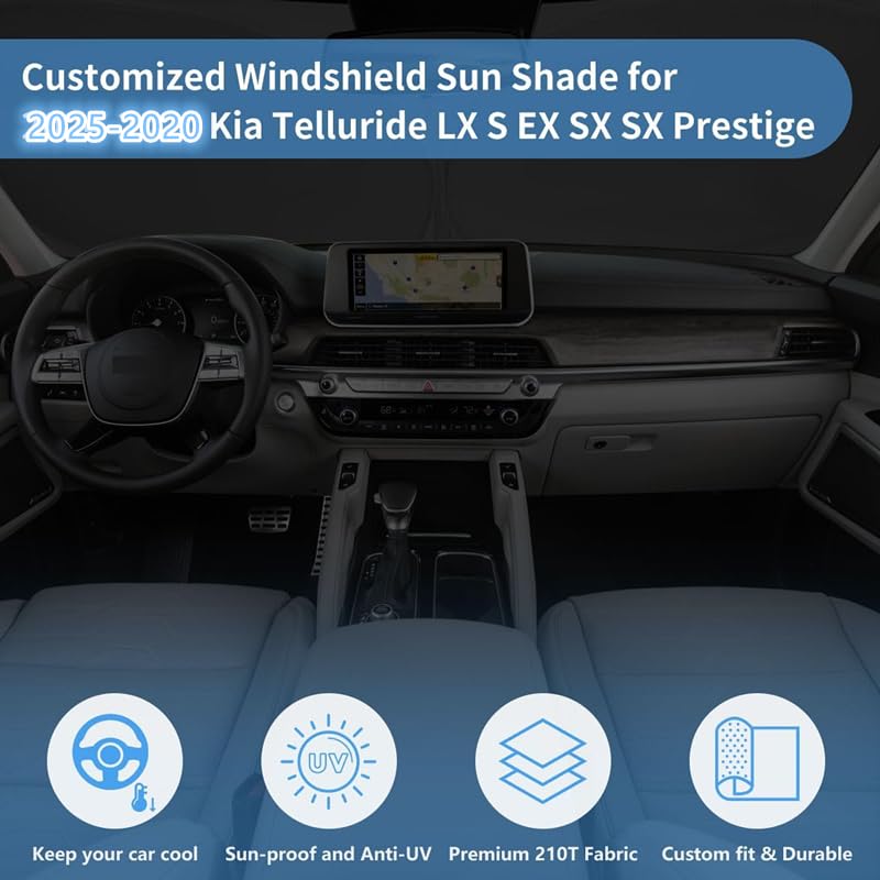 Car Windshield Sun Shade For Kia Telluride Window Sunshade Custom Fit 2025 2024 2023 2022 2021 2020 Kia Telluride Accessories Ca