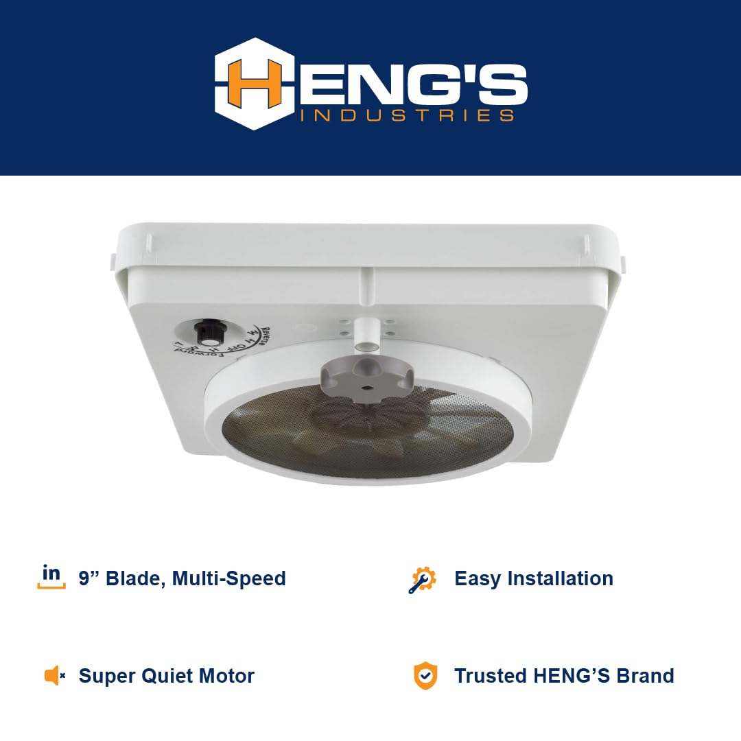 HENG'S INDUSTRIES Vortex II Replacement Fan Kit 90046-CR | High-Power RV Vent Fan Upgrade for Trailers & Campers - White