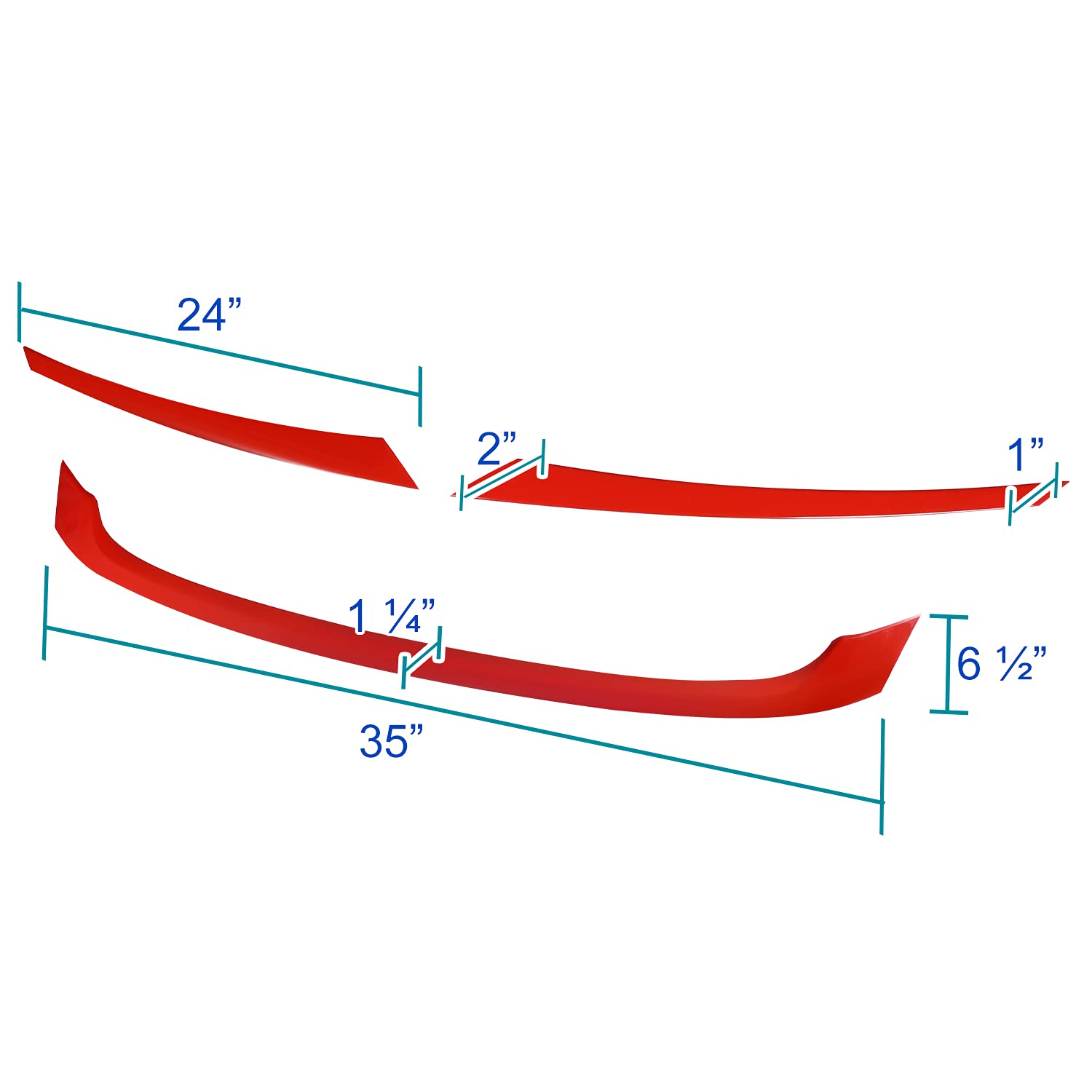 Spec-D Tuning Jdm Red Front Grille Trim Cover Garnish 3Pc Compatible With 2016-2018 Honda Civic Fk8