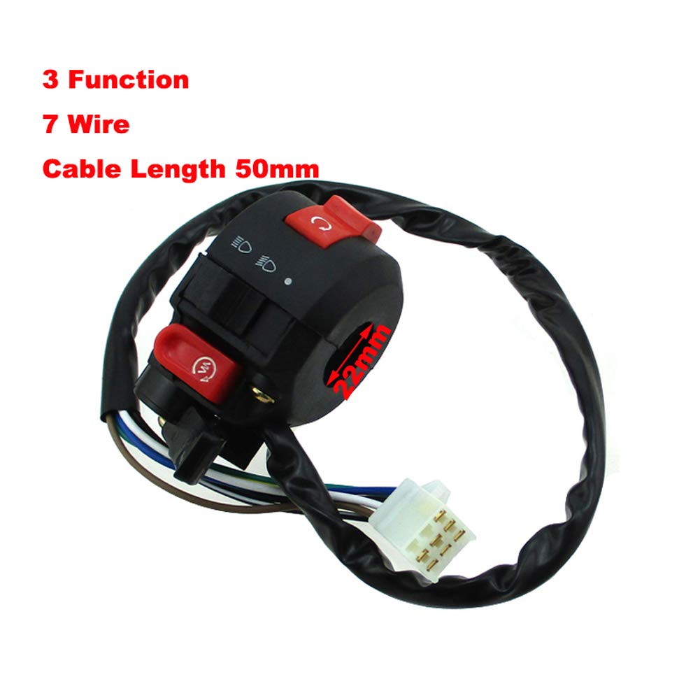 Tc-Motor 3 Function 7 Wire Female Plug Handle Kill Start Light Choke Switch For 50Cc 70Cc 90Cc 110Cc 125Cc Atv Quad Taotao Sunl Roketa Kazuma