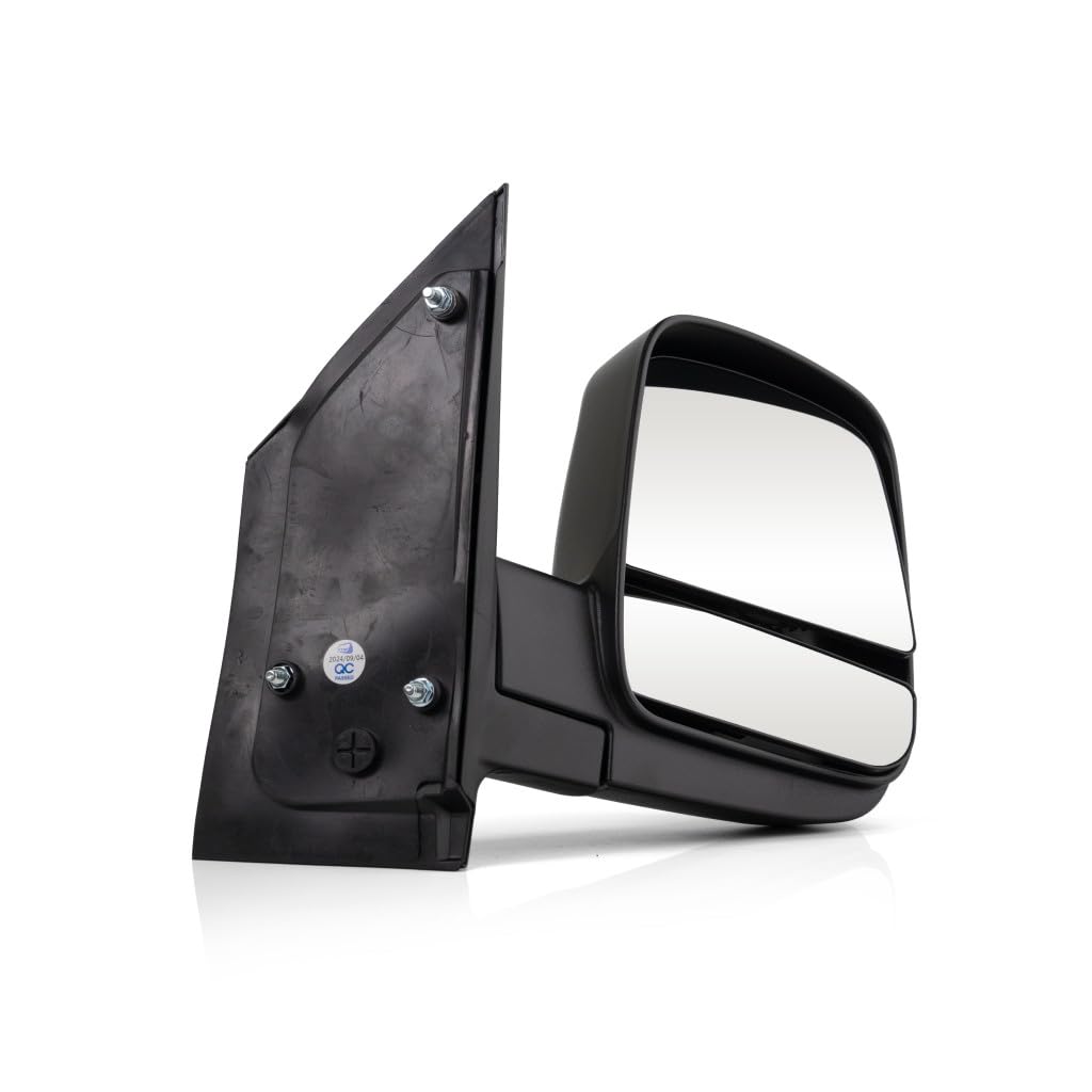 For Chevy Express 2500 2008-2020 Door Mirror Passenger Side | Outer | Rear | Textured | Black | Manual | Foldable | Dual Glass |