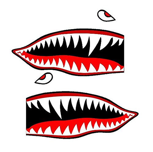 Customdecals Us Premium Rc Plane Stickers Set Of 2 (Rc15) - Flying Tigars Shark Teeth 3'' Rc Airplane Sticker Decal - Waterproof