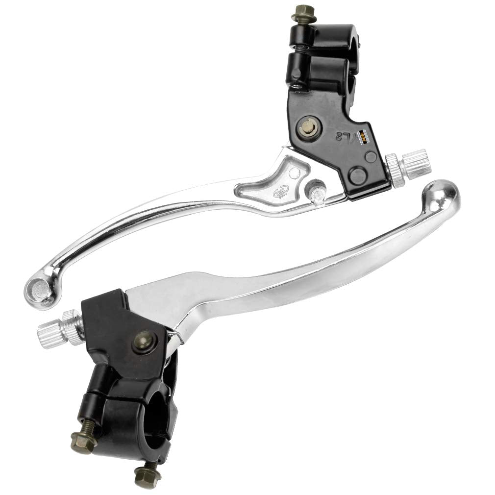 Hiaors Silver Left Right 7/8' 22Mm Clutch Brake Handle Levers Perch For Honda Xr80 Xr100 Crf70 Crf70F Crf80 Crf100 Xr200R Crf450R Xr100 Xr250 Xtreme 125Cc Chinese 110Cc Pit Dirt Motor Bike Motocross