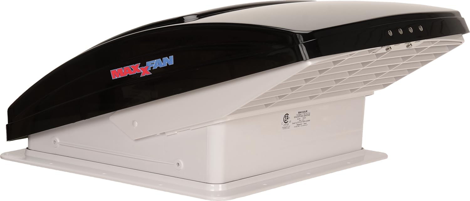 Maxxair Maxxfan Deluxe Vent, Fan And Vent Cover All In One - Powerful 4-Speed Reversible Fan With Thermostat, Built-In Rain Cove