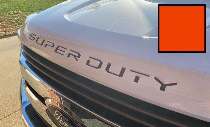 Decal Mods Hood Grille Decal Sticker (Thin) Letter Inserts Inlays For Ford F250 F350 Super Duty (2017-2022) (Orange) - Co