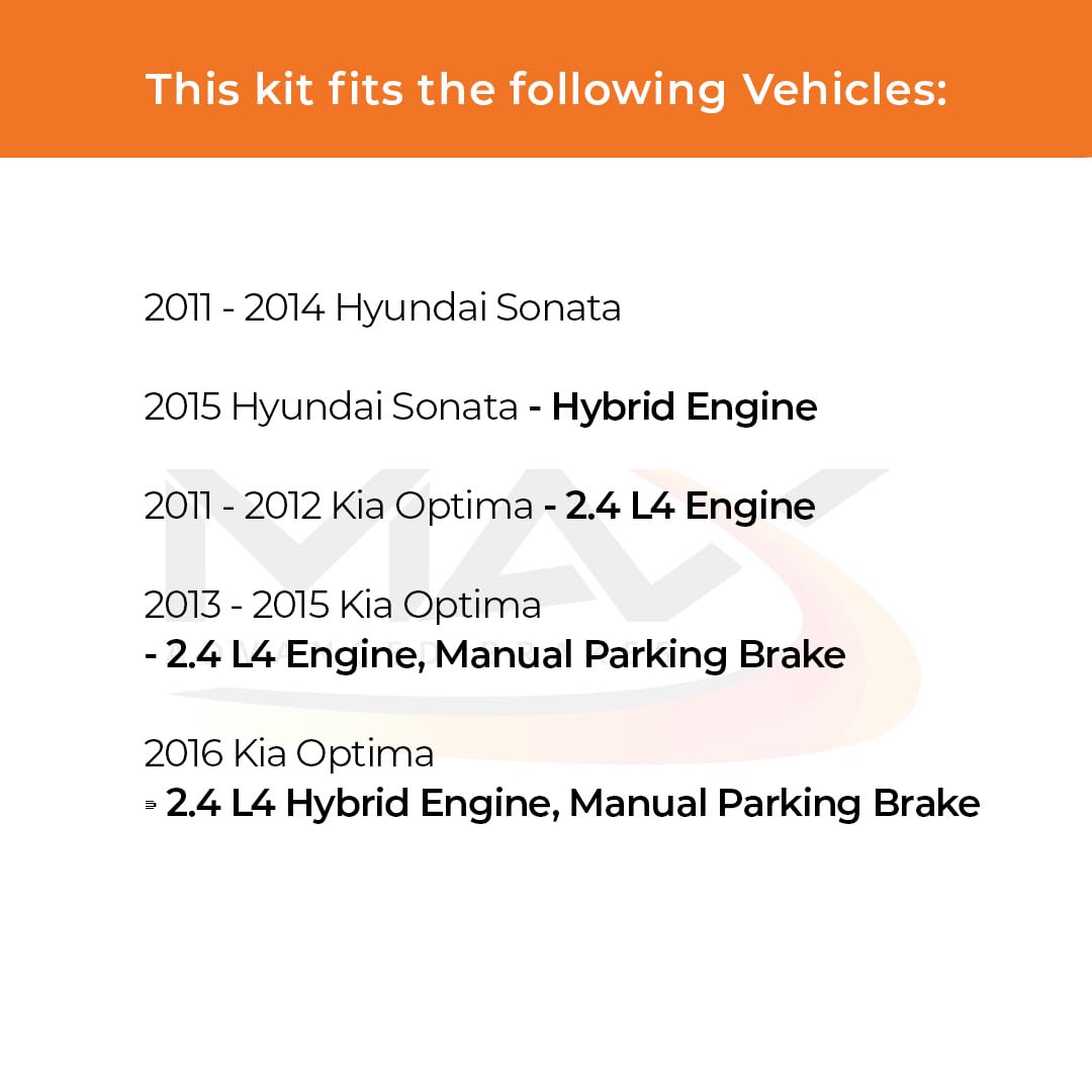 Max Advanced Brakes Front & Rear Brake Kit For 2011 2012 2013 2014 2015 Hyundai Sonata 2011-2016 Kia Optima 2.4L Replacement Drilled Slotted Black Coated Disc Brake Rotors And Ceramic Brake Pads