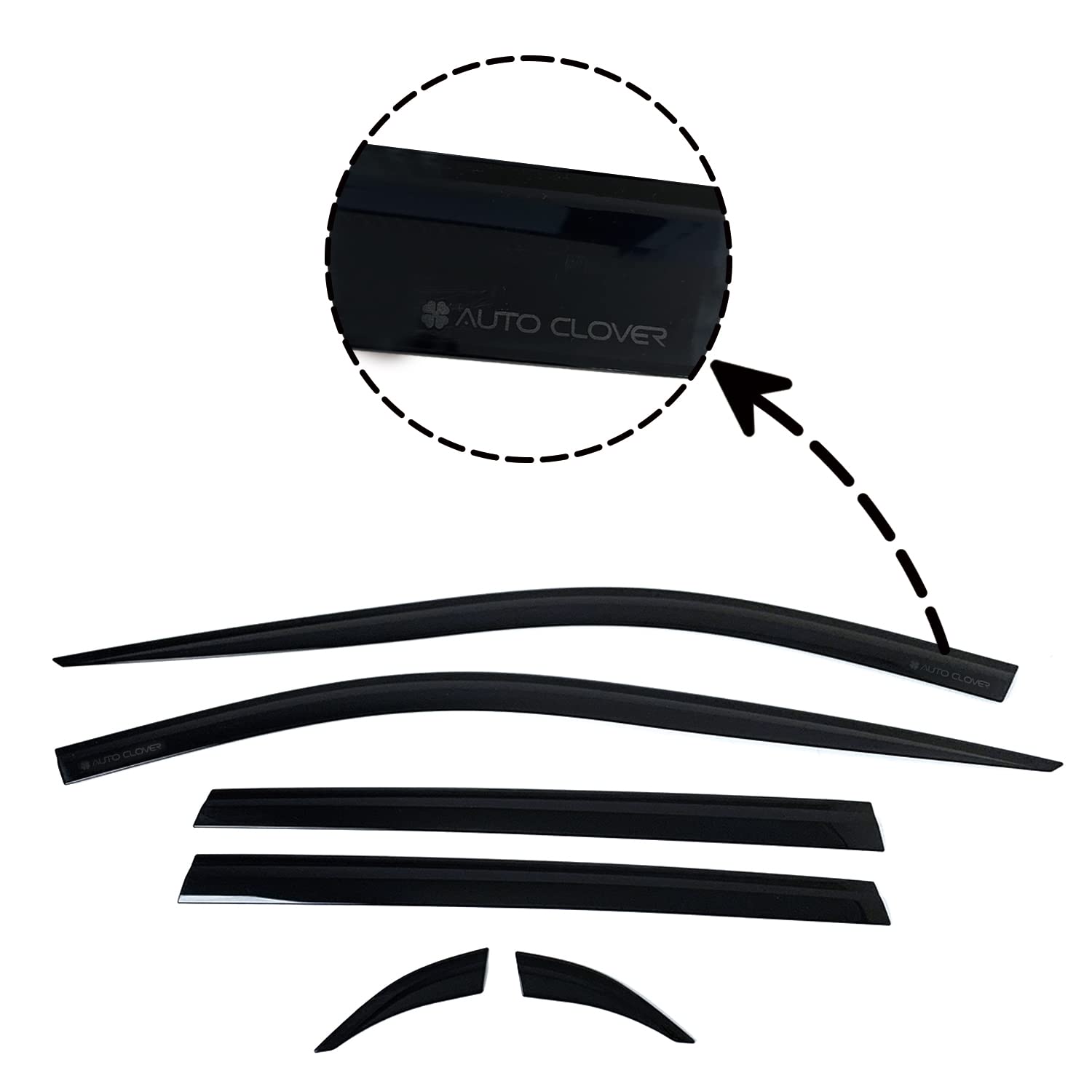 AUTO CLOVER Tape-On Rain Guards for Toyota Rav4 2019-2024, Dark Smoked, 6 Pcs, Out-Channel Window Deflectors, ABS Material