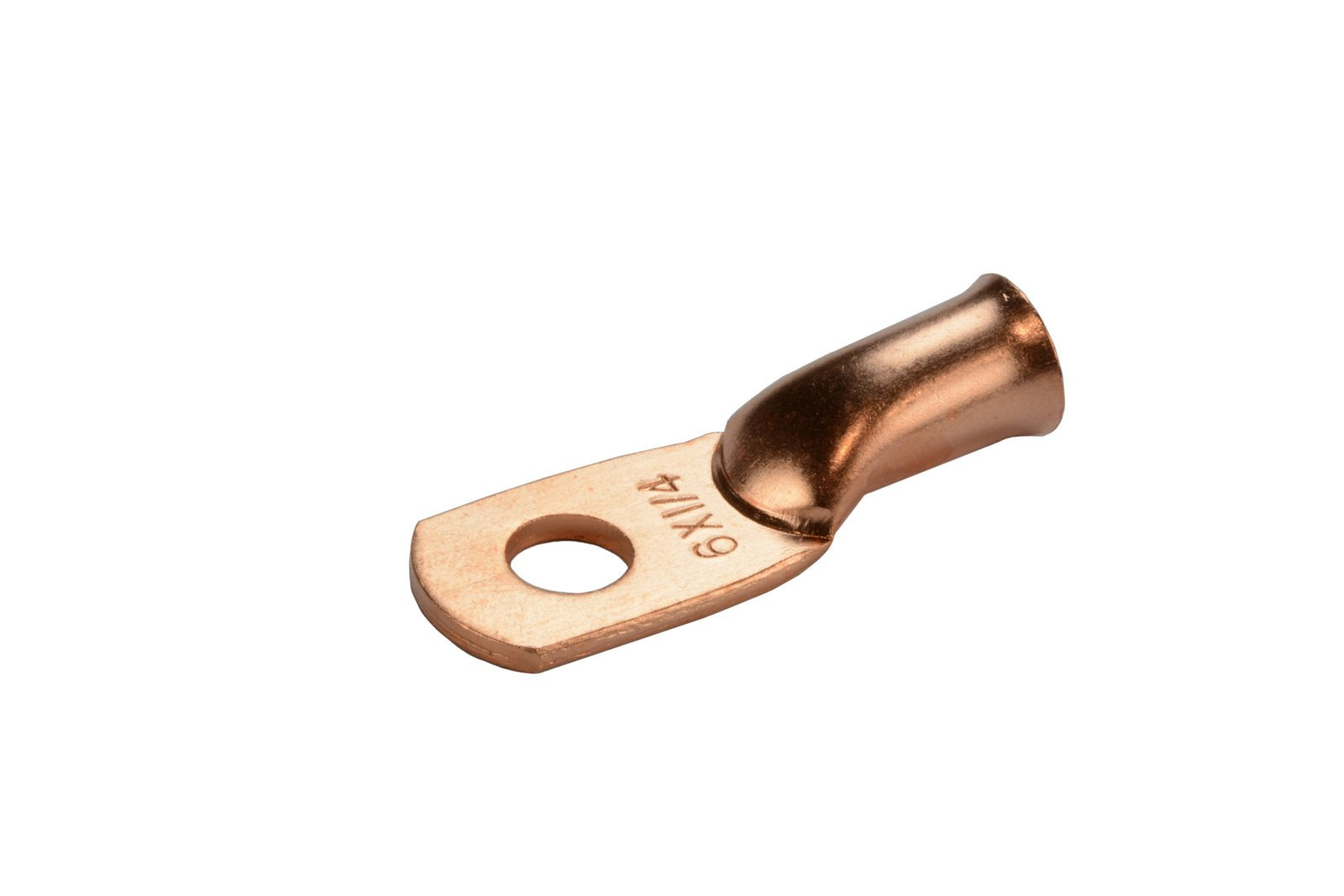 Temco 25 Pack Bare Copper Welding Battery Cable Ends, Lugs Terminal 6 Awg 1/4'' Hole (6 Awg To 1/0 Awg Options Available)