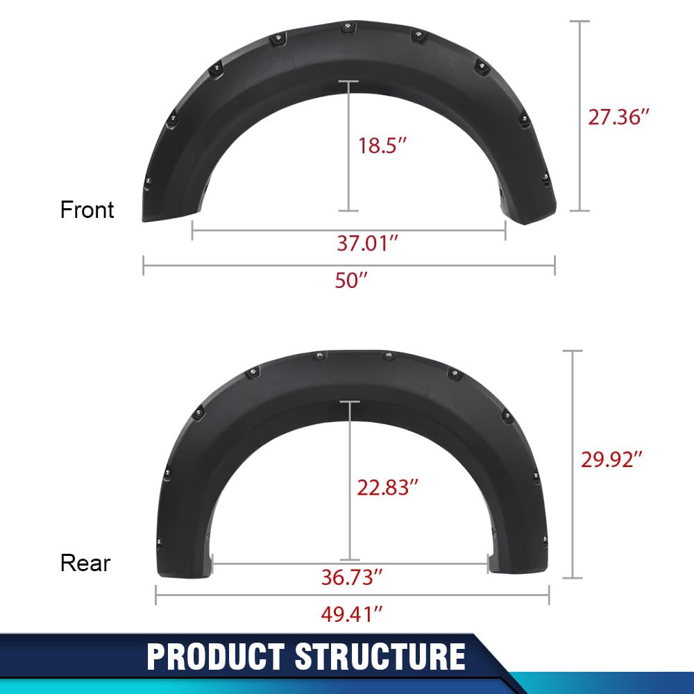 PIT66 Fender Flares Compatible with Ford F150 Styleside with 67.0''/78.8''/97.4'' bed length models 2009-2014 (Do not fit Platin