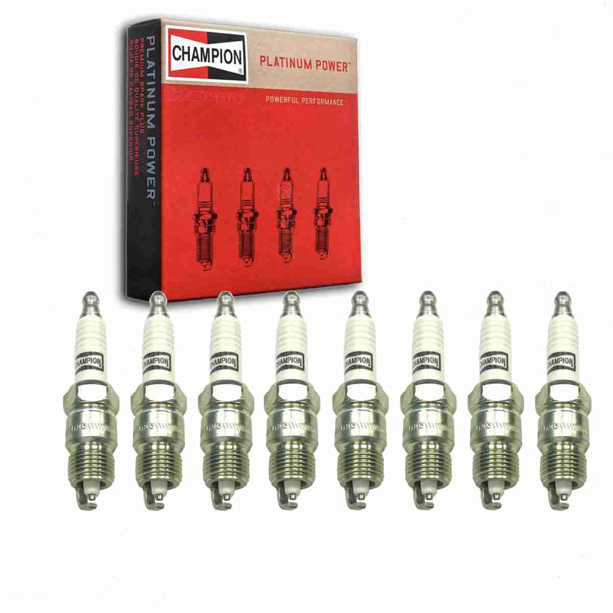 8 pc Champion Platinum Spark Plugs compatible with Ford F-150 5.0L 5.8L 6.6L 7.5L V8 1975-1996