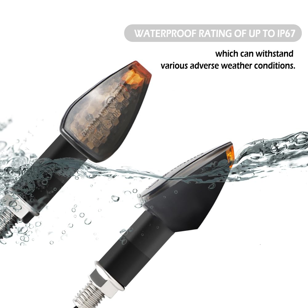 4PCS Motorcycle Turn Signals,14LED Front & Rear Motorcycle Blinkers with Cool Amber Lamp,Universal 12V Motorcycle Turn Signal Li