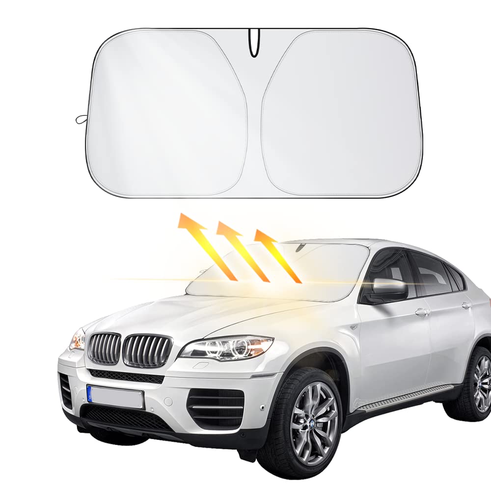 Front Windshield Shade - Portable, Folding, Uv & Heat Resistant Sun Blocker - Keeps Car Cool, Universal Fit For Car, Truck, Suv