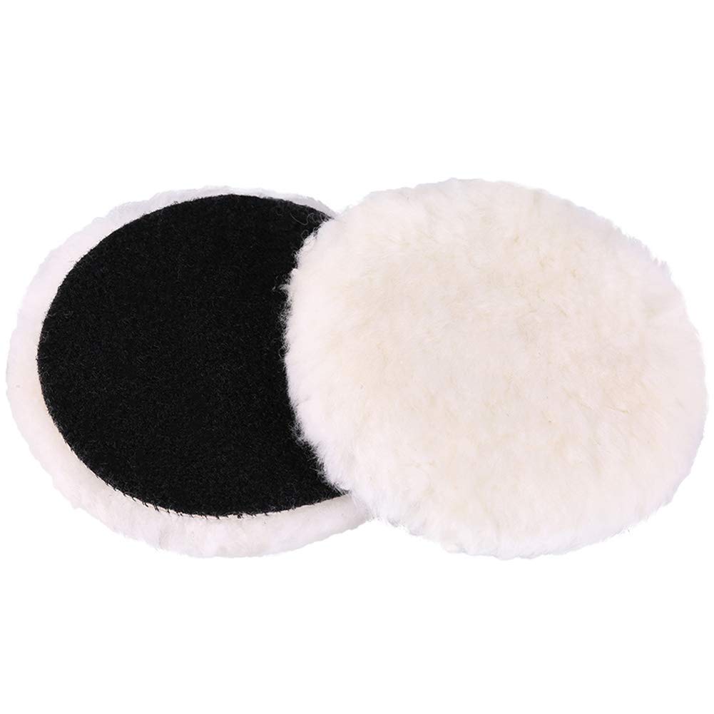 Lotfancy 7-Inch Wool Polishing Pads, Pack Of 2 - Car Auto Buffing Pads, Used With Rotary And Random Orbit Sander/Polisher