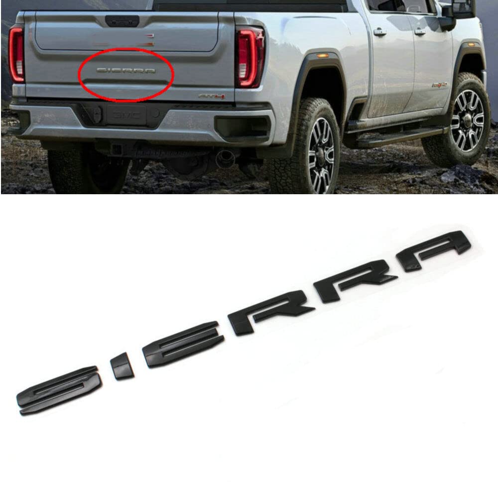 1Pc 2019-2025 Big Sierra Emblem Rear Liftgate Letter Nameplate Badge 3D Compatible With Sierra 1500 2500Hd 3500Hd At4 85002068 (All Black)