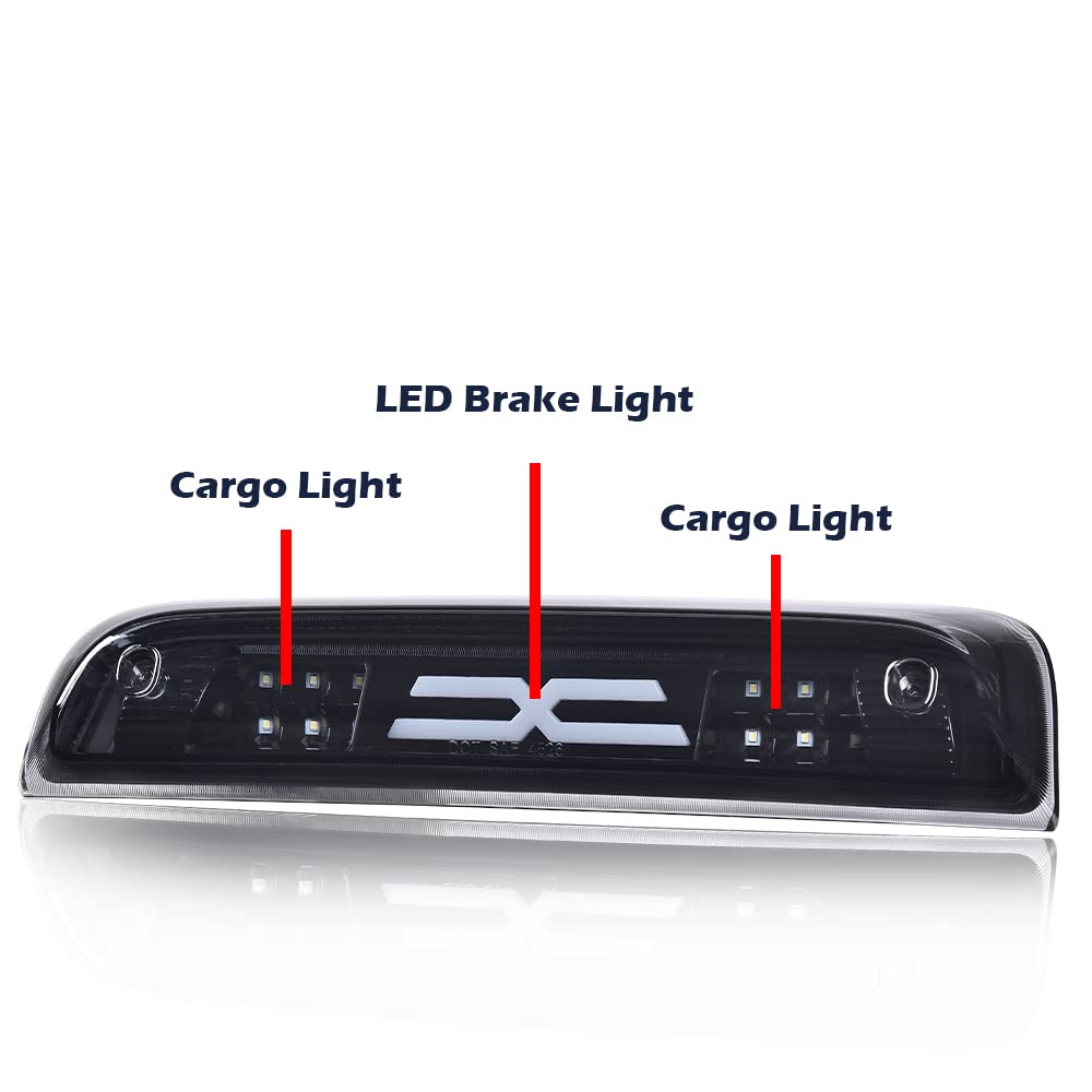 Cheda Third Tail Brake Light Cargo Lamp Tinted Led Bar Compatible With 2014 2015 2016 2017 2018 2019 2020 Sierra Silverado(Smoky
