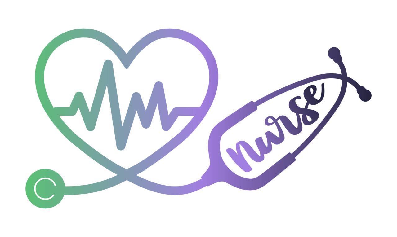 Nurse Stethoscope Heartbeat (2 Pack) Vinyl Decal Sticker - Car Truck Van SUV Window Wall Cup Laptop - Two 5.5 Inch Decal - MKS14