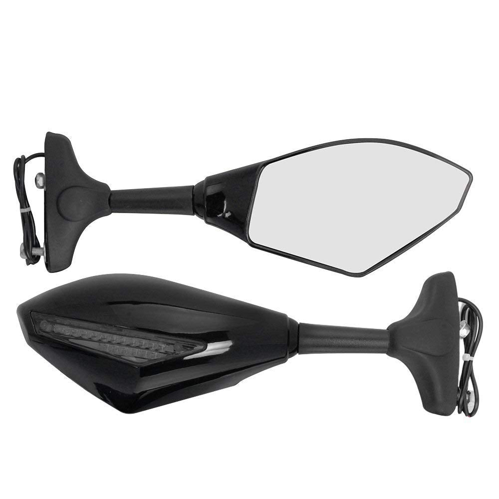 New 2X Front&Black Intergrated Amber Led Turn Signal Blinker Rearview Side Mirror For Suzuki Gsxr 600/750 2001~2005