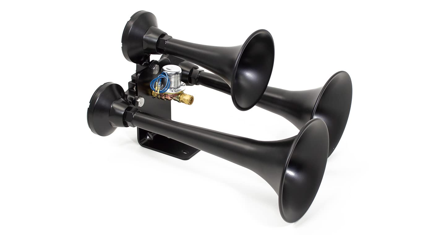 Hornblasters Outlaw Black 12/24 Volt Train Horn Only - 3 Trumpets - Big Sound
