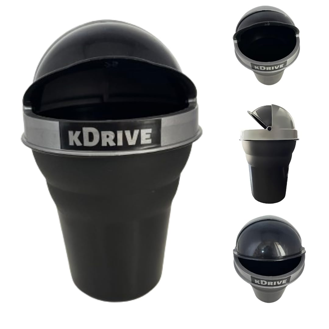 kDrive car trash bin can holder dustbin | Car dustbin with lid | portable car trash can  Black