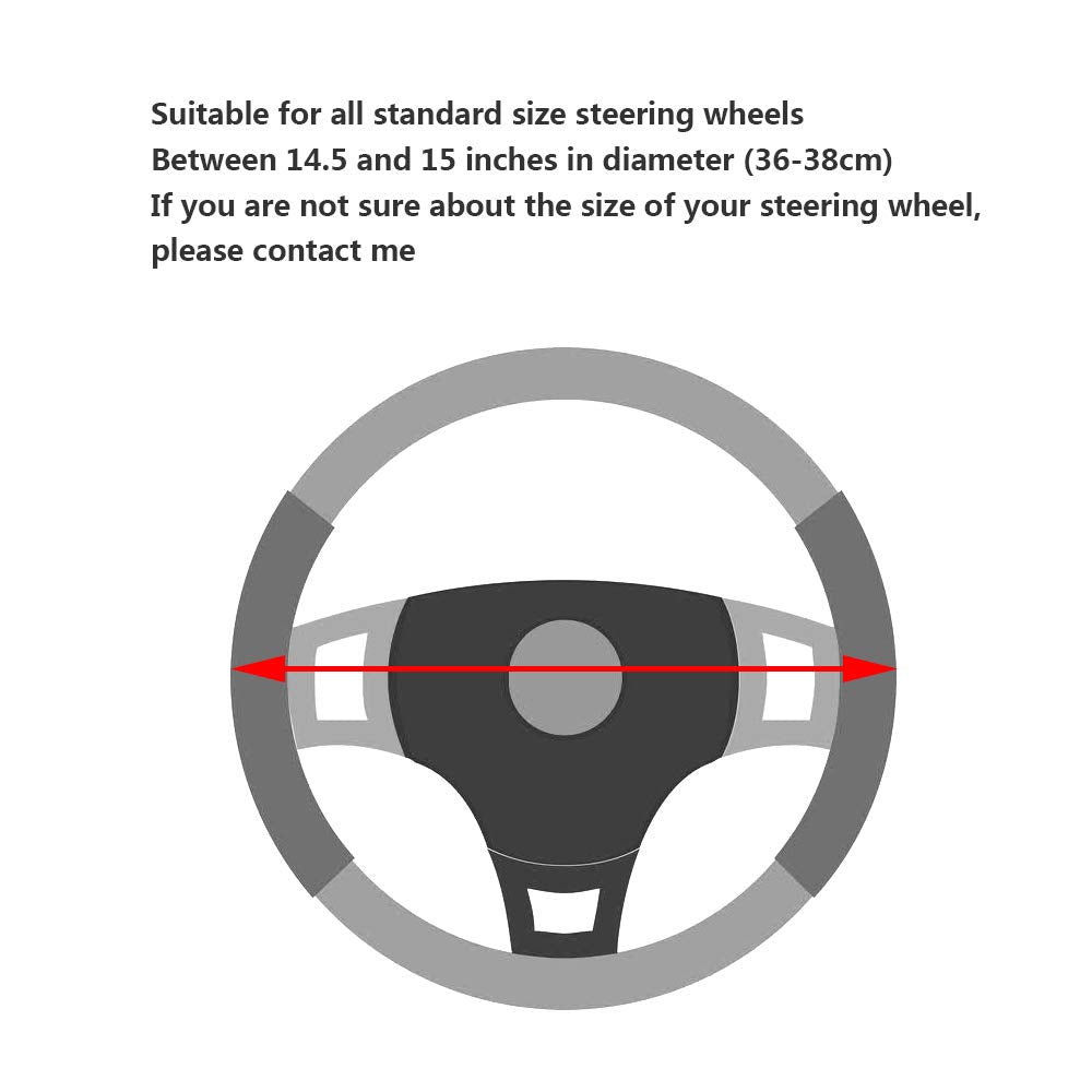 Yogurtck Cute Diamond Soft Light Pink Leather Anti-Slip Steering Wheel Cover With Bling Bling Crystal Rhinestones, Universal 15