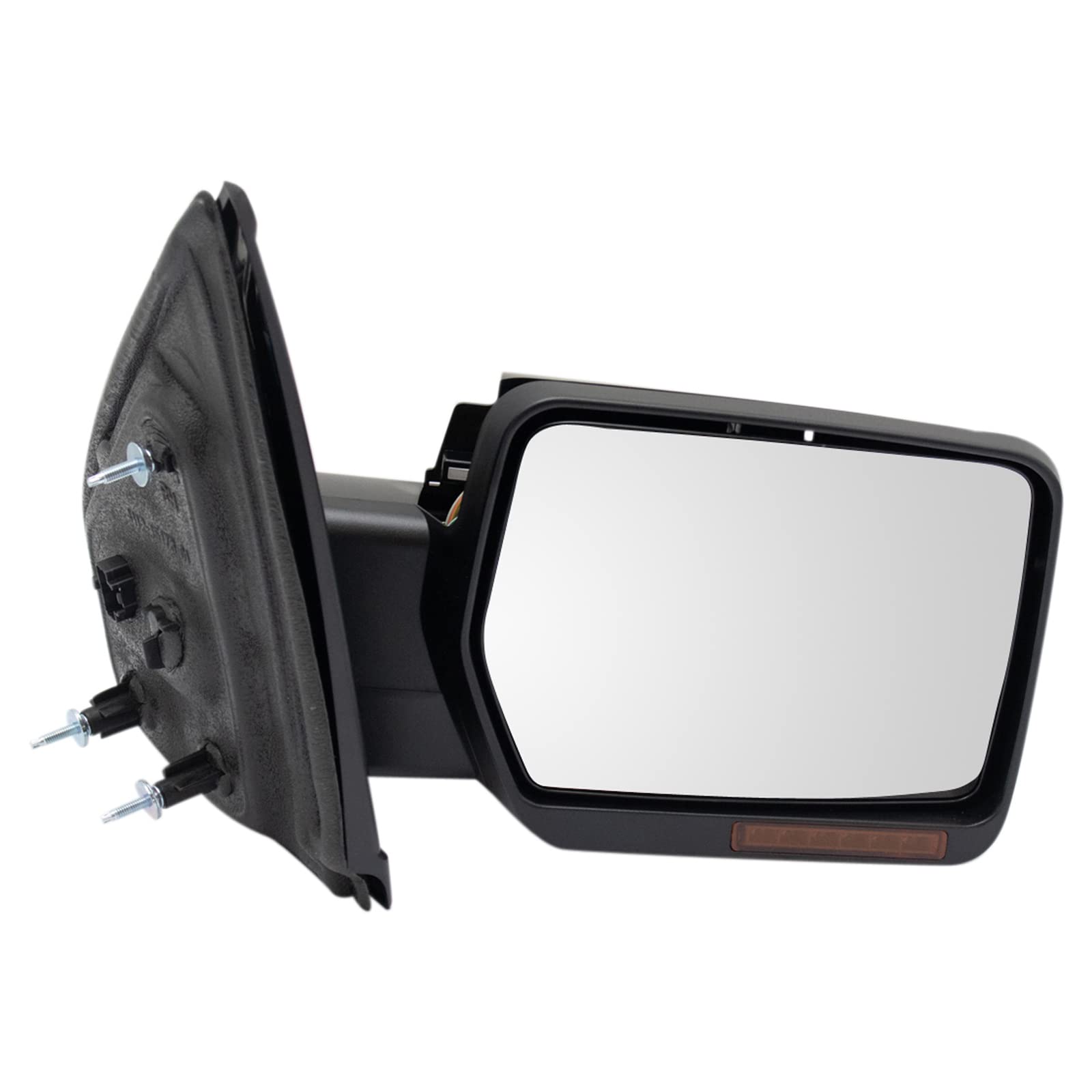Trq Right Mirror With Heat Manual Folding With Memory With Black Cover Passenger Side Compatible With 2009-2014 Ford F-150 Fo132