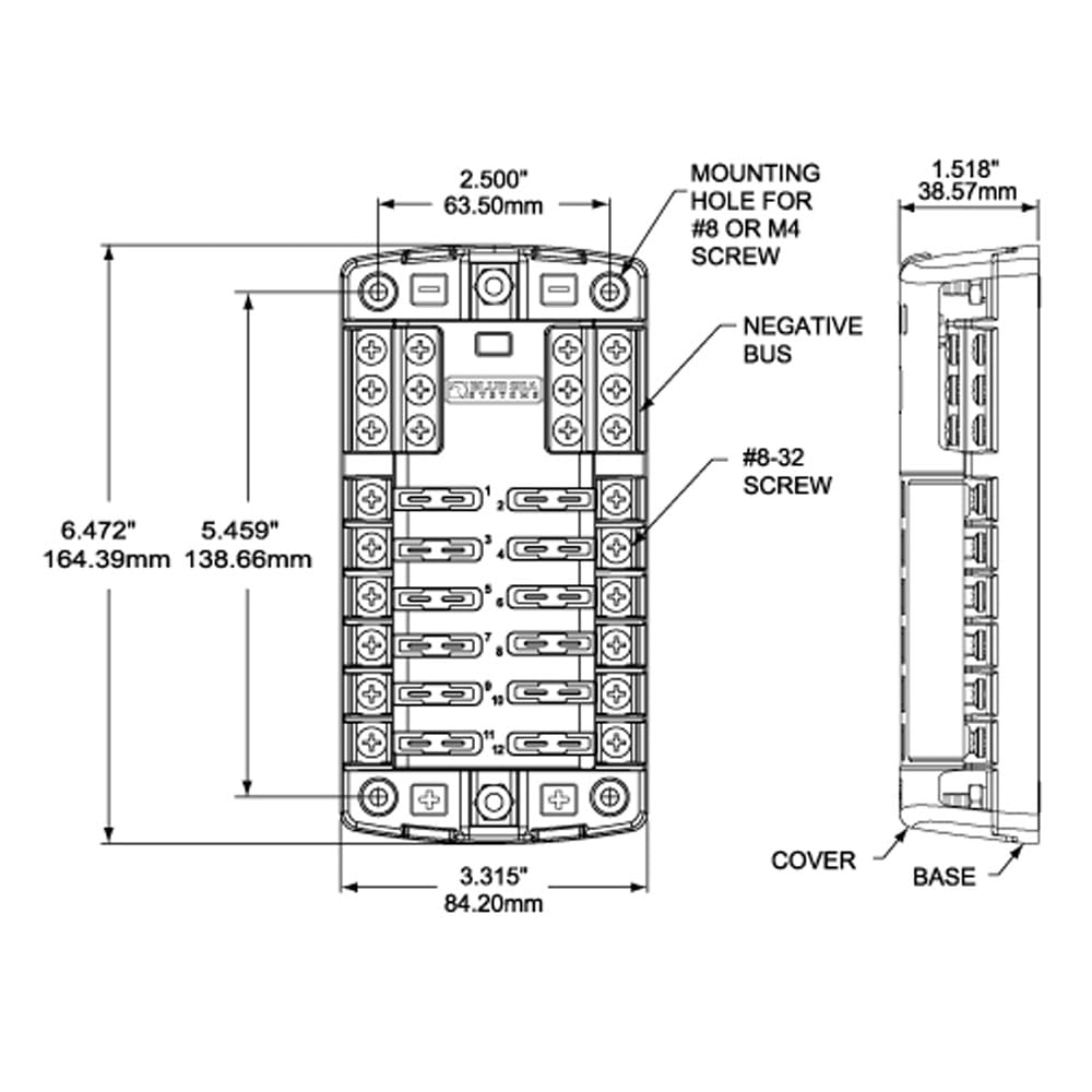 Blue Sea Systems 5031 St Blade Fuse Block 12 Circuit With Ground
