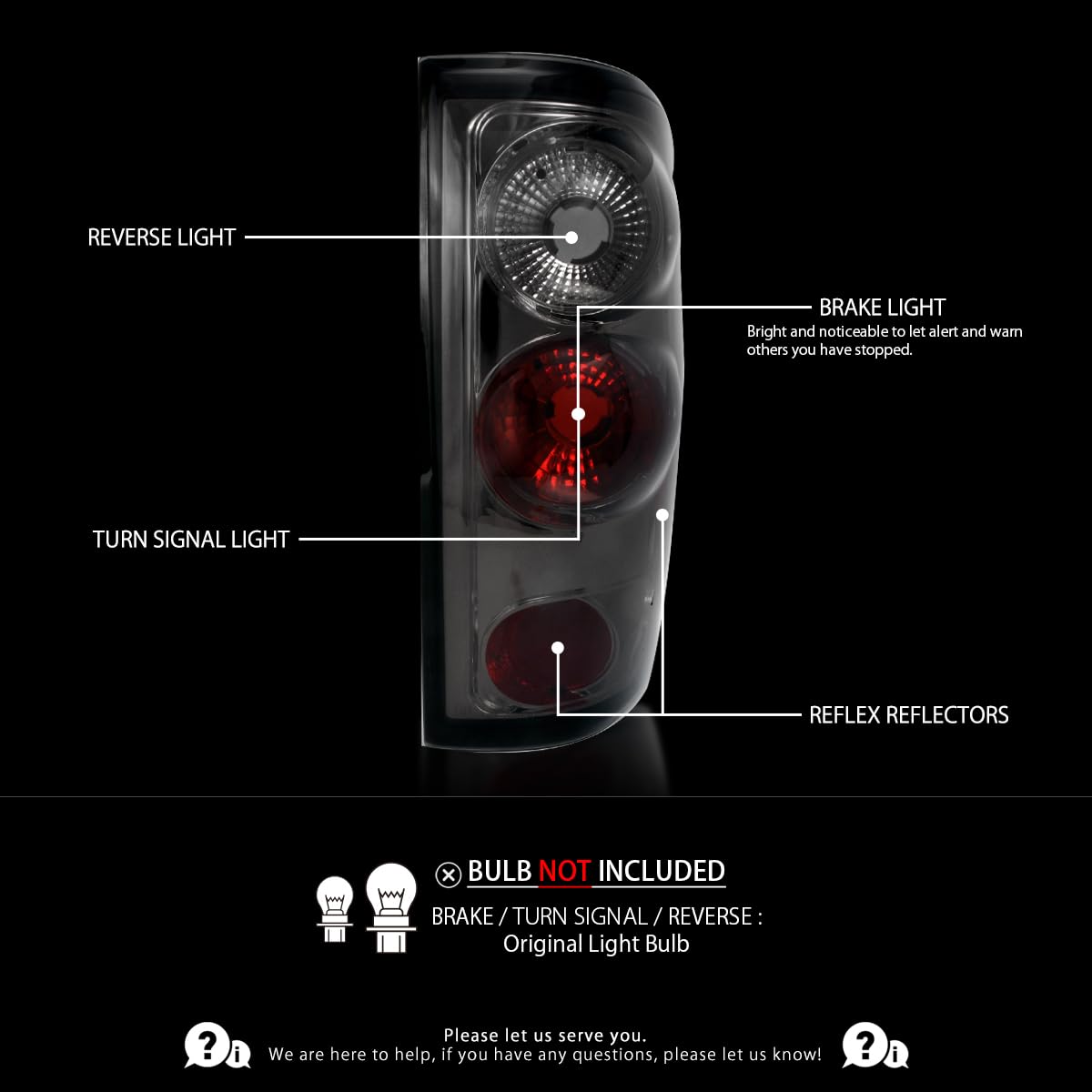 Autozensation Compatible with Ford F150 Styleside 2004-2008, Smoke Lens Tail Lights, L+R Pair Taillight Assembly