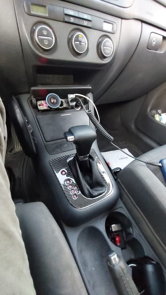 Fouedy Automatic Car Shift Gear Knob Gaitor Leather Cover Shifter Lever Gear Stick Knob for Skoda VW Tiguan Touran Bora Passat (