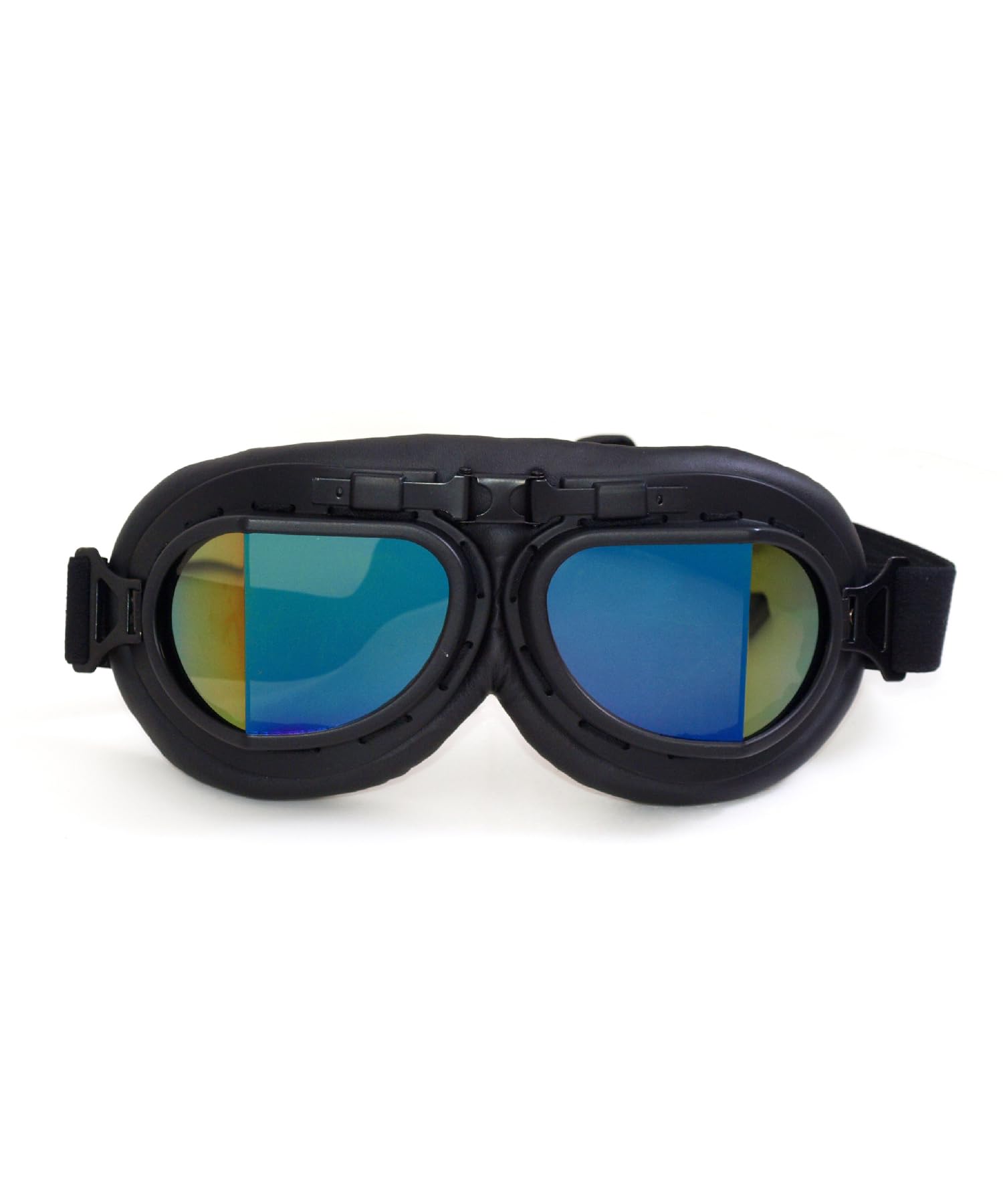 Crg Sports Vintage Aviator Pilot Style Motorcycle Cruiser Scooter Goggle T08 T08Brb Multi-Color Lens, Black Frame, Black Padding