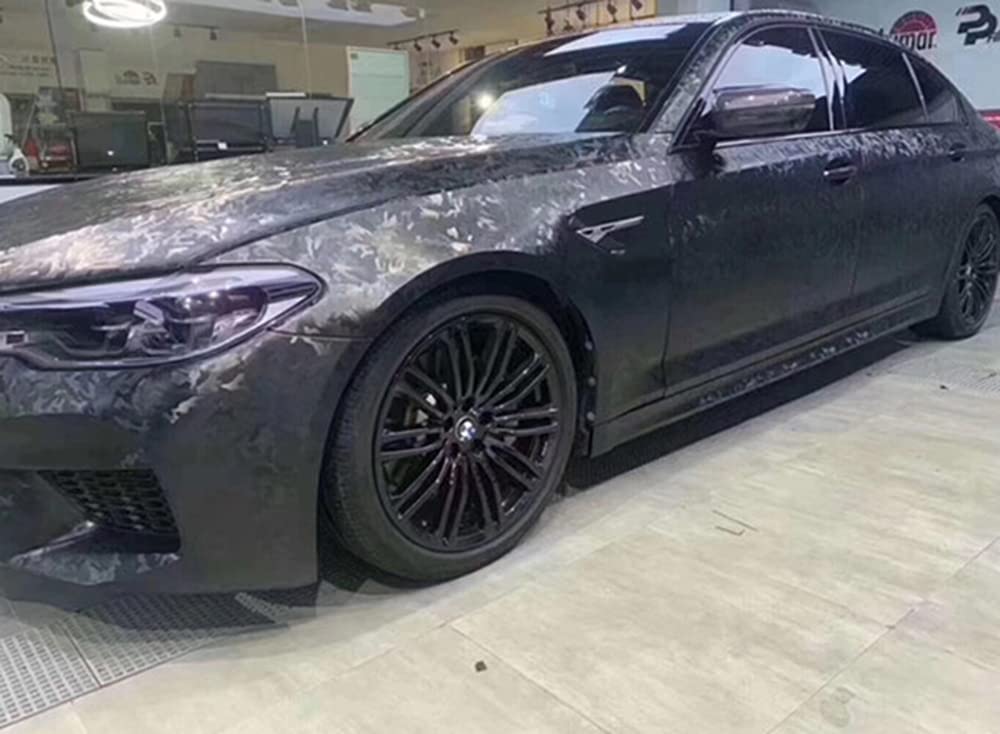 Lzlrun Forged Matte Carbon Fiber Black Vinyl Wrap Roll Air Release Sticker Sheet Film Diy Decal Car Auto Vehicle Morotcycle Self Adhesive (Ghost Black, 1.65Ft X 3.5Ft)