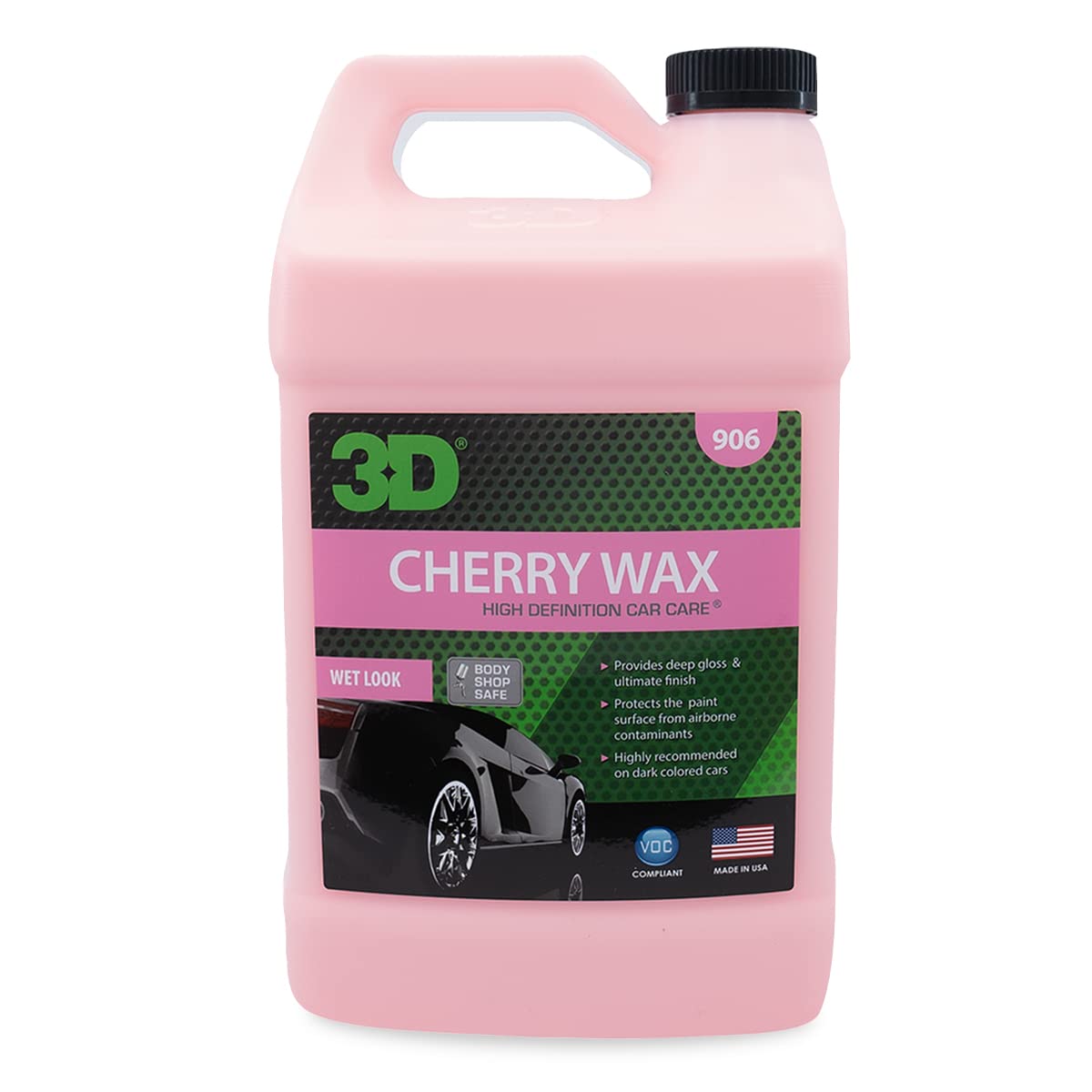 3D Cherry Wax - Liquid Carnauba Show Car Wax With Synthetic Polymers | Deep Gloss Finish | Easy Wipe-Off | Slick Shine | Fast Ap