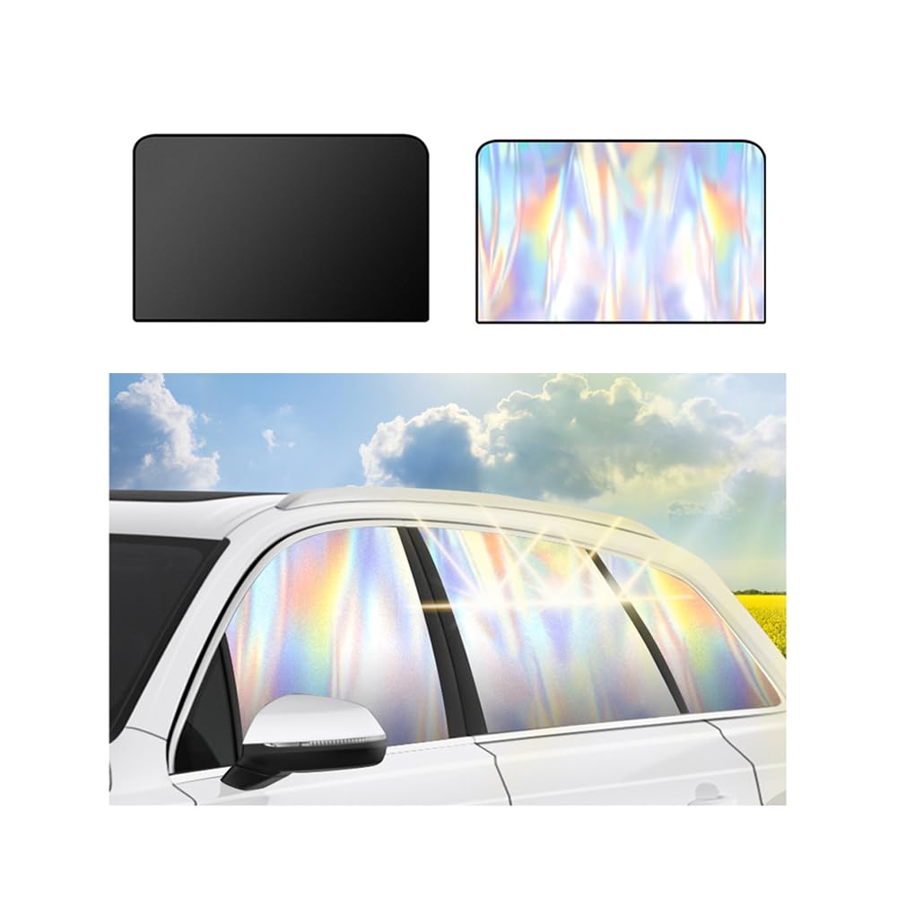 2PCS Holographic Rear Car Window Shades,Magnetic Car Window Covers for Blocking Sunlight to Lower The Temperature Inside The Car
