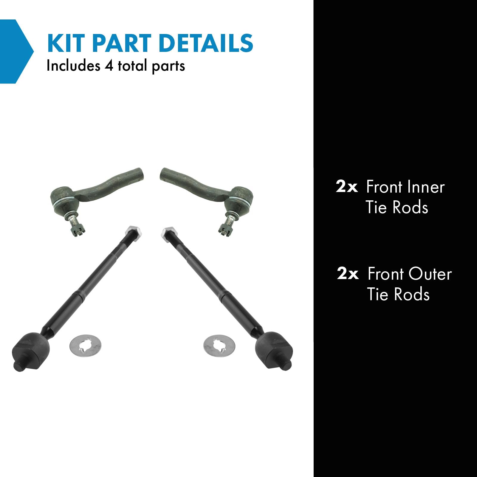 Trq Front Tie Rod Set Compatible With 2000-2005 Toyota Celica