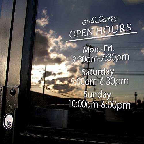 Business Hours Sign For Window - Free Squeegee - Easy Install Manual (Classic - Portrait)