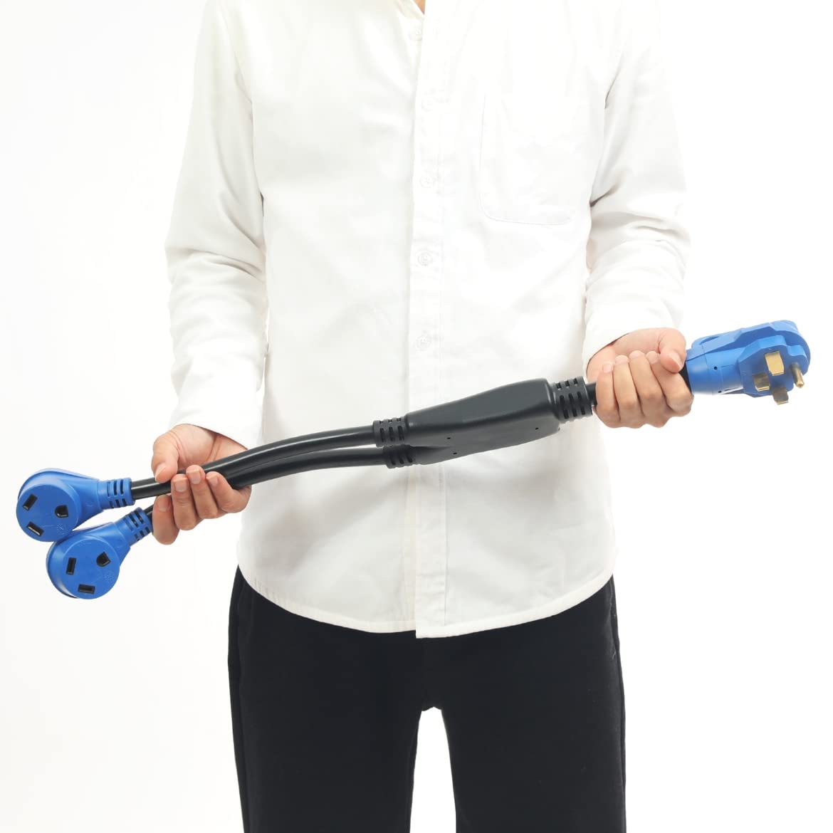 Rv Plug Adapter 50 Amp To 30 Amp,Rv Splitter Nema 14-50P To Two Tt-30R,Y Power Cord Adapter For 30 Amp Rv Split One 125/250V 50A Into 2 125V 30A Rv Extension Cord,2.23 Feet(Split 50A M To Two 30A F)