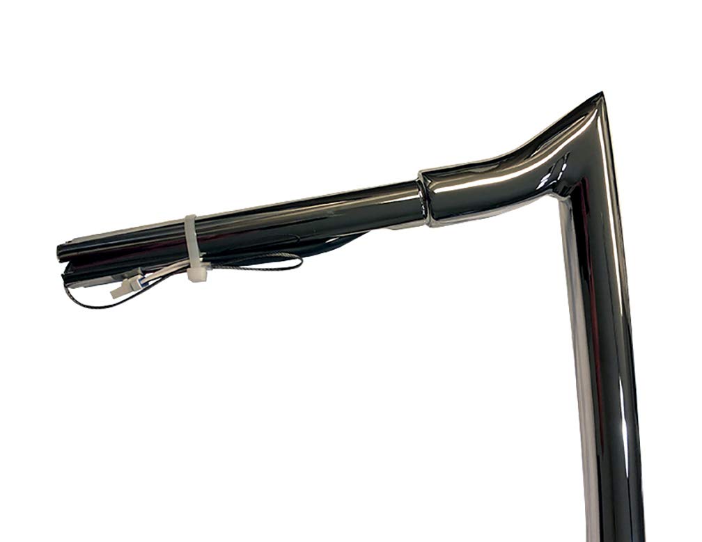 Pre Wired Dominator Industries 1 1/4 Inch Road Glide Meathook Ape Hanger Handlebars, 14 Inch Rise, Chrome For 2015-2022 Harley Road Glides