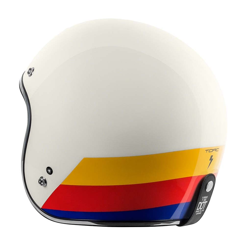 Torc T50/Del Mar Open Face 3/4 Motorcycle Helmet With Color/Graphic Dot Approved (Pearl White Full Tree, Small)