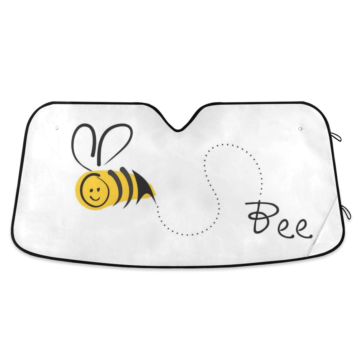 Yyzzh Cute Bee Cartoon Honeybee Car Windshield Sun Shade Block Uv Rays Sun Visor Protector Accordion Folding Sunshade Keep Vehic
