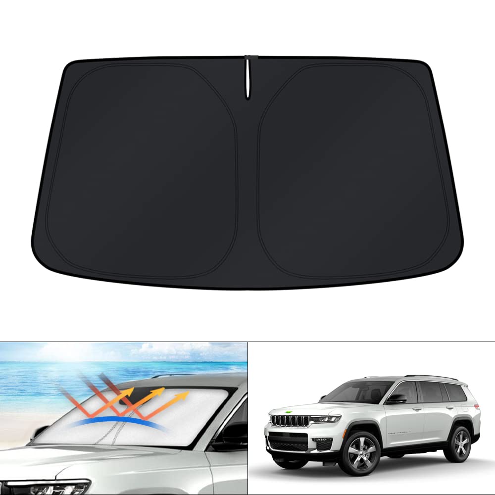 Kust Windshield Sun Shade For 2021-2024 2025 Jeep Grand Cherokee/Grand Cherokee L Accessories Suv Window Sunshade Sun Visor Protector Foldable Blocks Uv Rays Keep Your Car Cooler