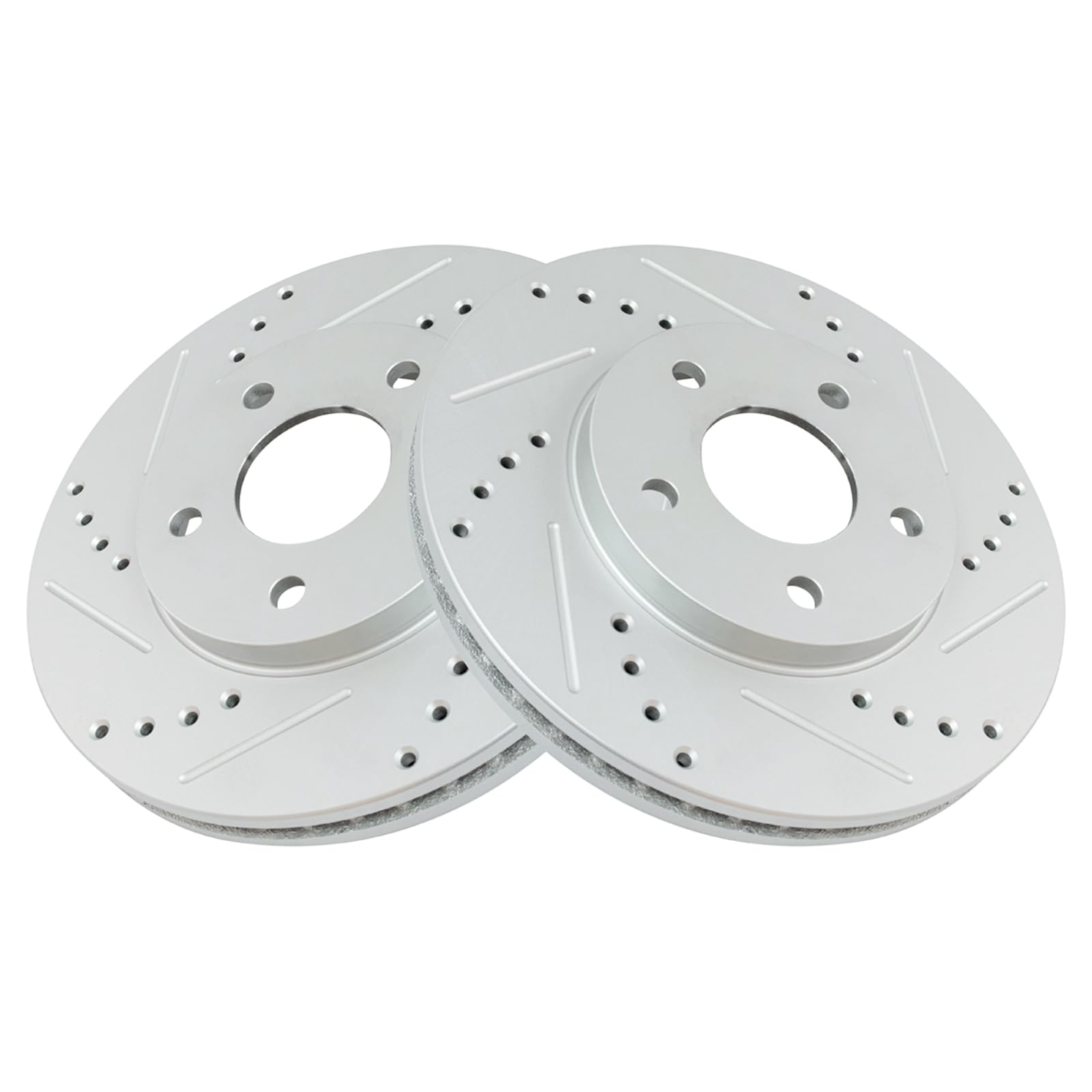 Trq Front Performance Brake Rotors Set Premium G-Coated Cross Drilled & Slotted Compatible With 2006-2011 Chevrolet Hhr