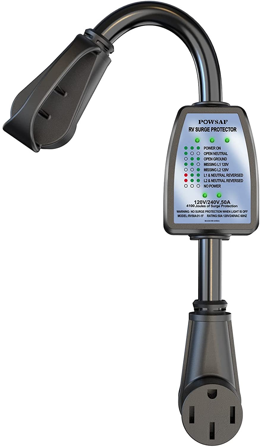 Powsaf 50Amp Surge Protector For Rv Accessories Rv Voltage Protector/Monitor With Surge Protection(4100 Joules), Designed With E