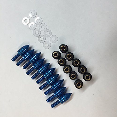 XKMT-Blue Spike Windshield Bolts Screw Nuts Kit Compatible With Honda CBR 600rr 1000rr/Suzuki GSXR 600 750 1000/Yamaha R1 R6 R6s