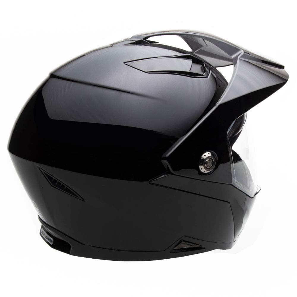 Mmg Helmet Dual Sport Off Road Motorcycle Dirt Bike Atv - Flipup Visor - Model 23 (Black Gloss, Medium)