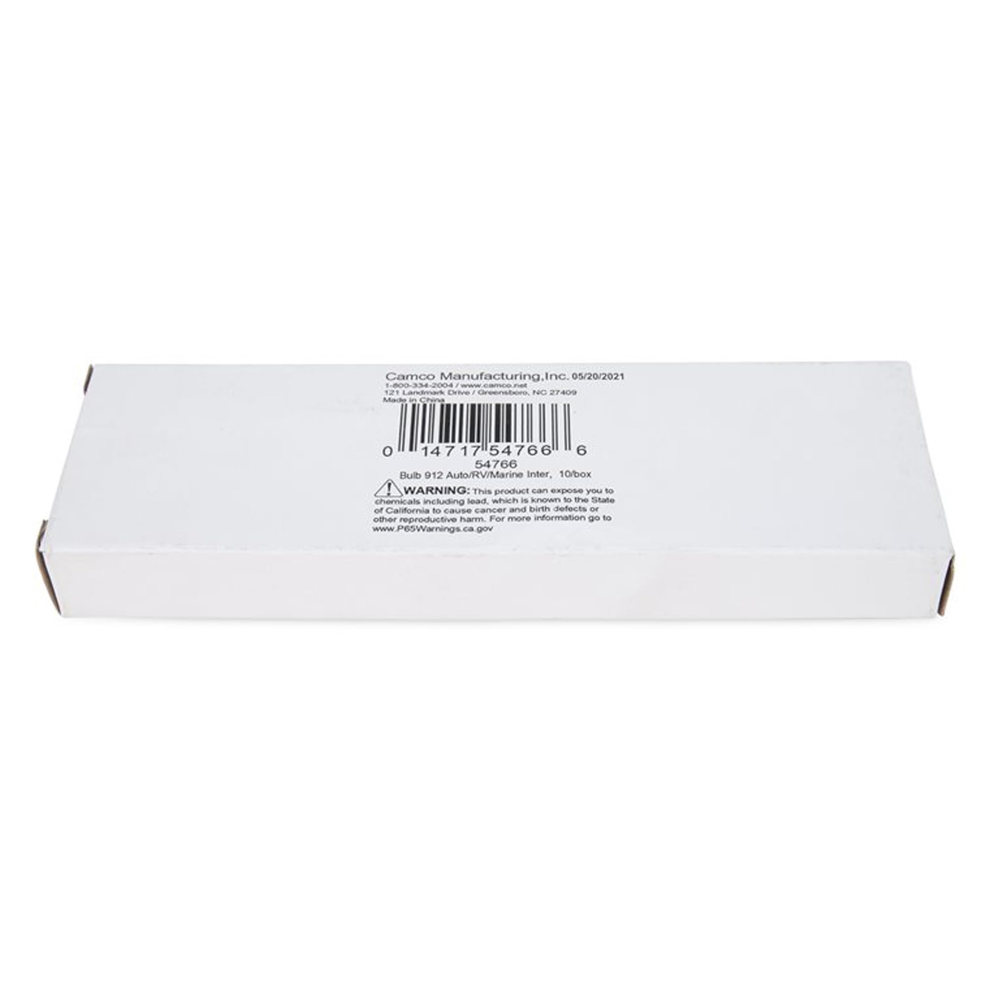 Camco 54766 912 Auto/Rv/Marine Replacement Interior Light Bulb - Box Of 10
