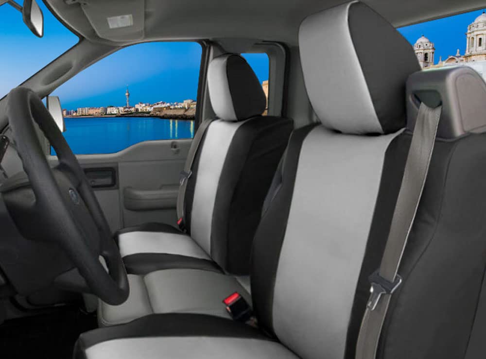 CarsCover Custom Fit 2004-2008 Ford F150 Pickup Truck Neoprene Car Front Seat Covers Gray & Black Sides Driver & Passenger Cover