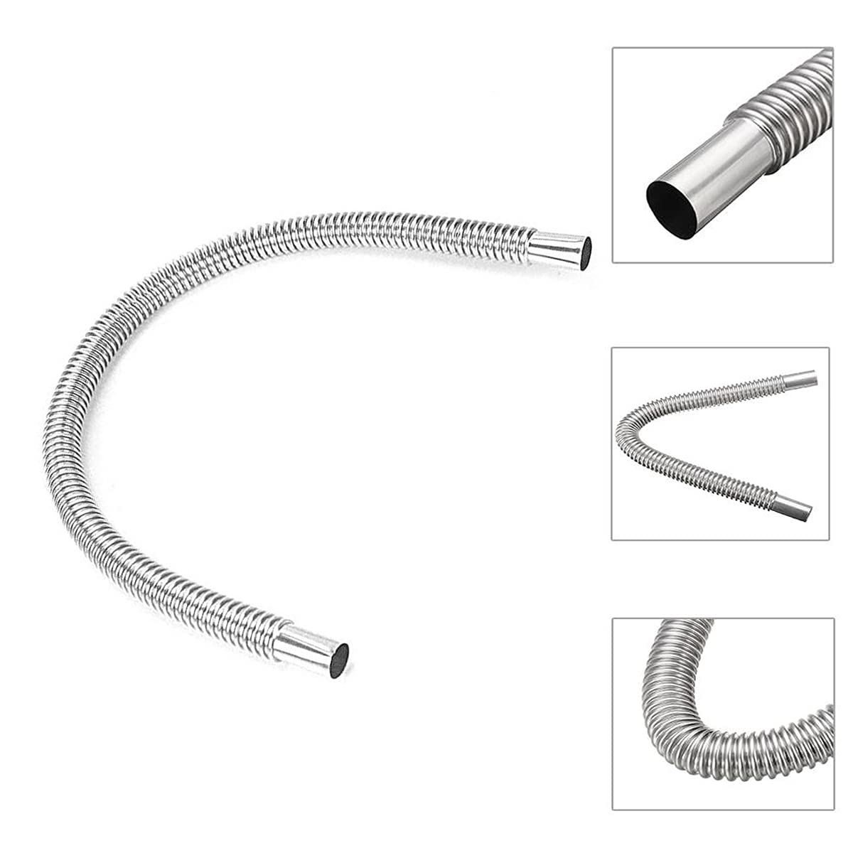 Qisf 2.5Cm/1Inch Inner 120Cm Exhaust Pipe, Stainless Steel Parking Air Heater Exhaust Pipe Exhaust Pipe Parking Air Heater Fuel Tank Diesel Gas Vent Hose