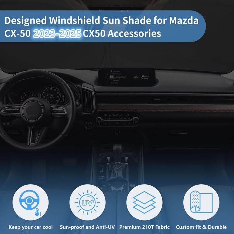 Windshield Sun Shade For Mazda Cx-50 Accessories 2023 2024 2025 Window Sunshade Fit Mazda Cx50 Sunshade Windshield Cover 4 Layer